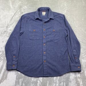 FAHERTY Knit Alpine Men's Long Sleeve Button Down Shirt Organic Cotton Blue Sz M